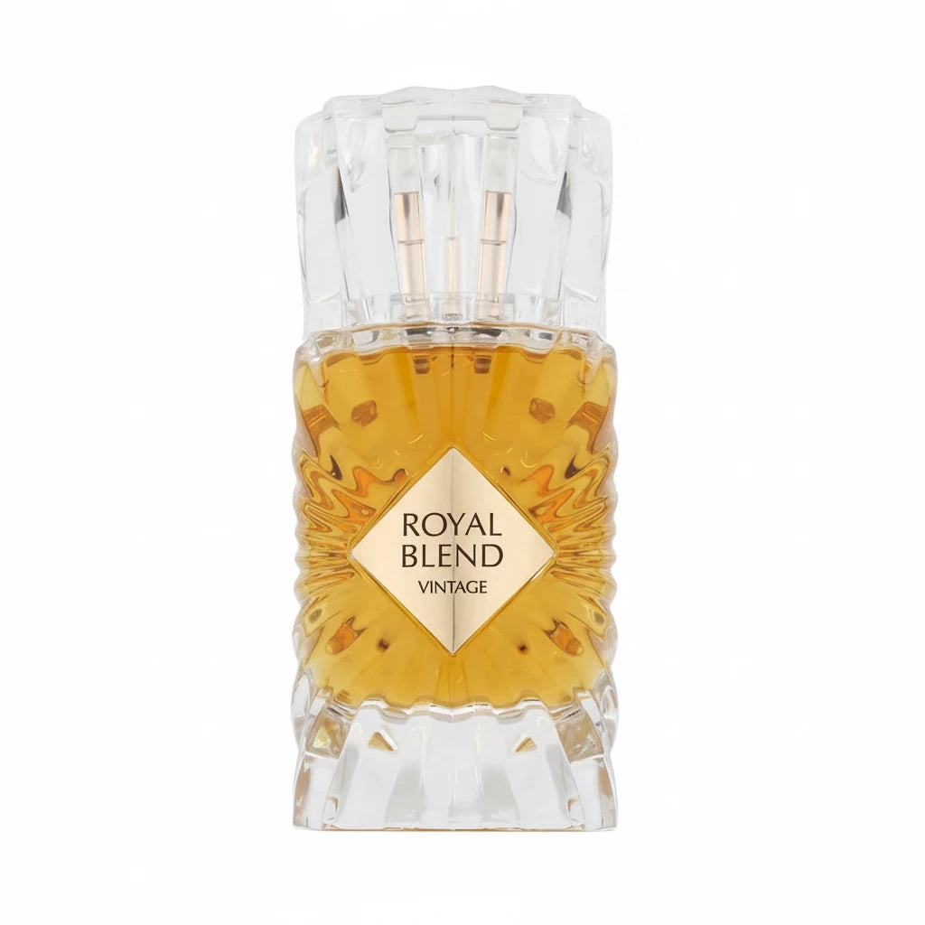 "Bottle of Royal Blend Vintage Extrait de Parfum 100ml by French Avenue on a white background"