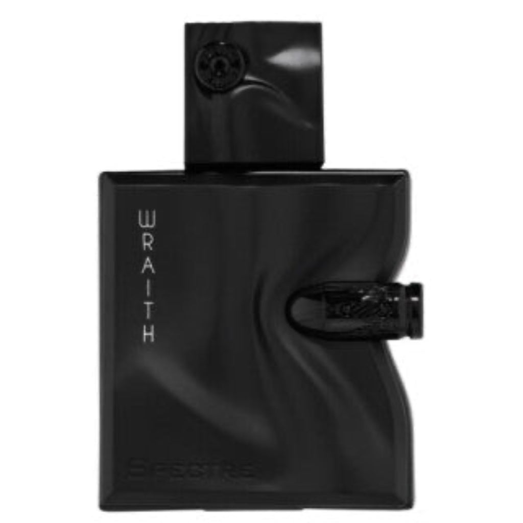 Black perfume bottle labeled 'Spectre Wraith' on a white background