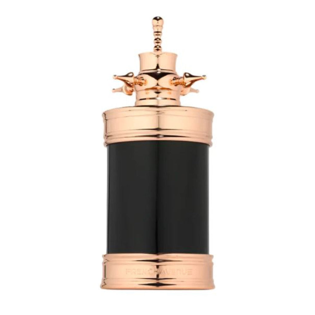 Black and rose gold cylindrical product on a white background