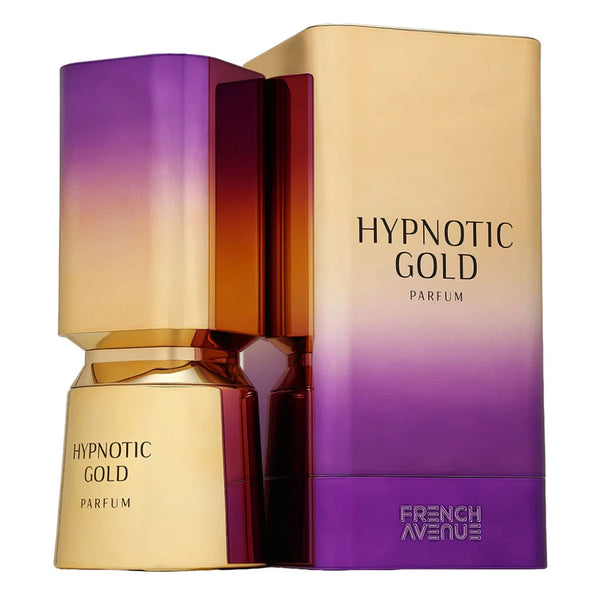 Hypnotic Gold perfume bottle with gradient design on a white background