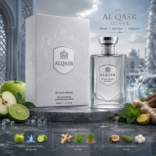 Al Qasr Silver Eau de Parfum 100ml by Gulf Orchid