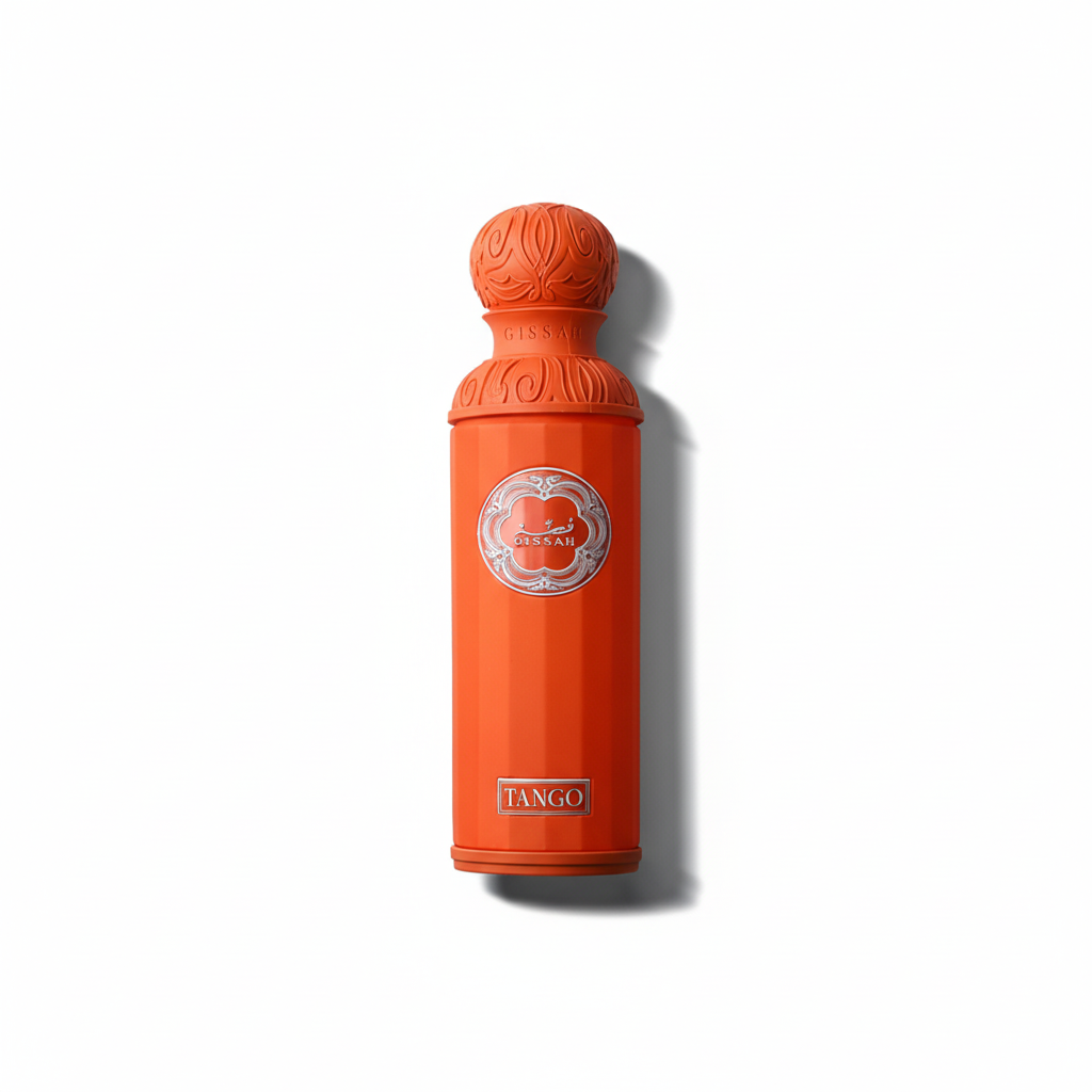 Orange bottle with a logo on a white background
