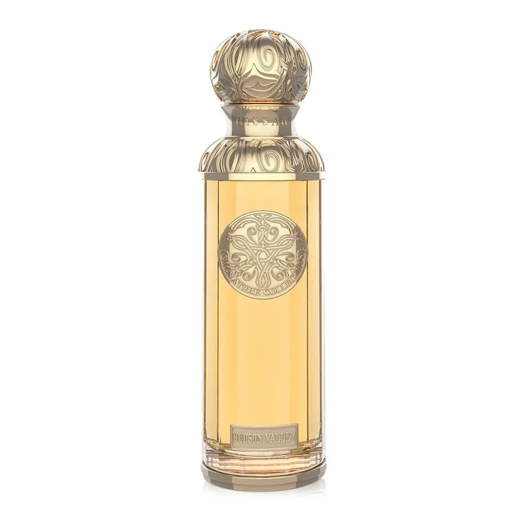 Perfume bottle with decorative design on a white background