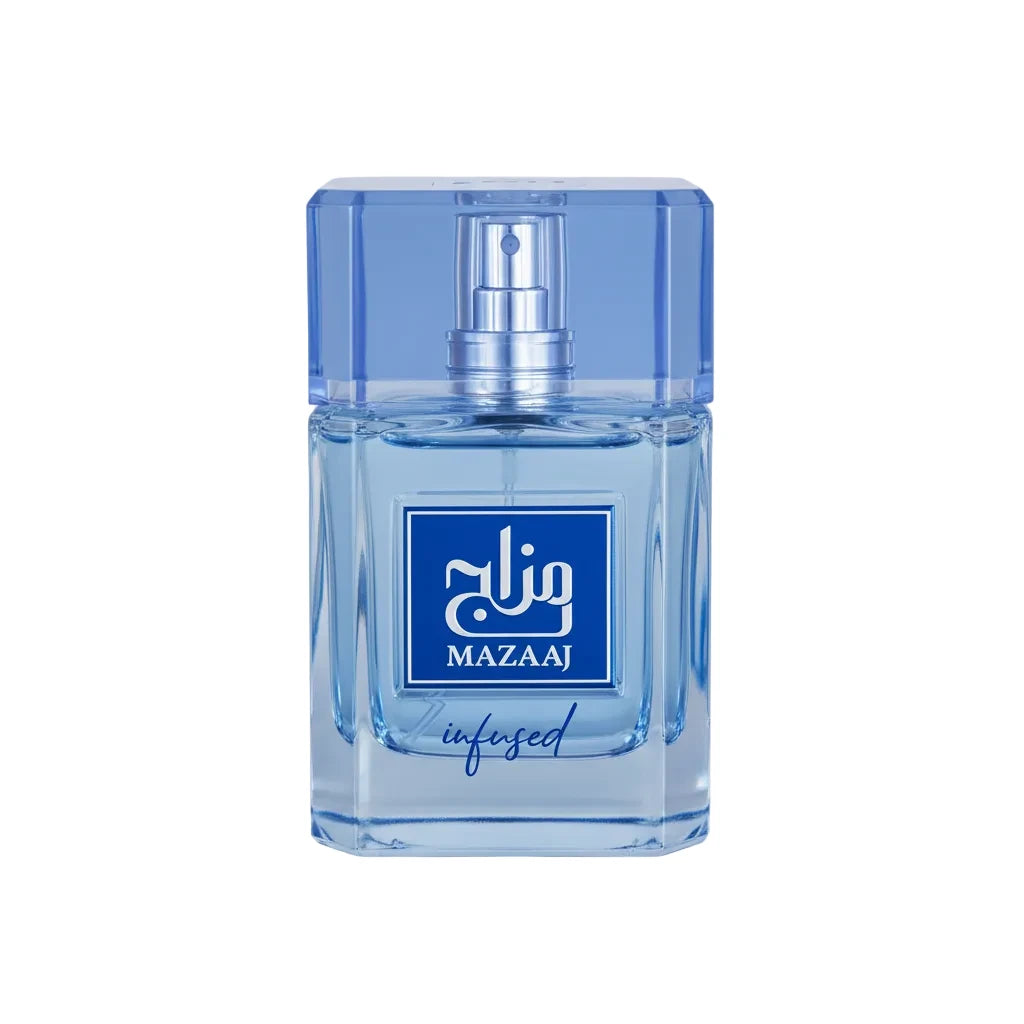 Mazaaj Infused perfume bottle with branding on a white background