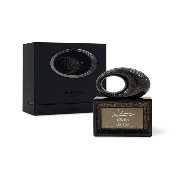 Perfume 'Hikaya' by 'Maison Arar' packaging on a white background