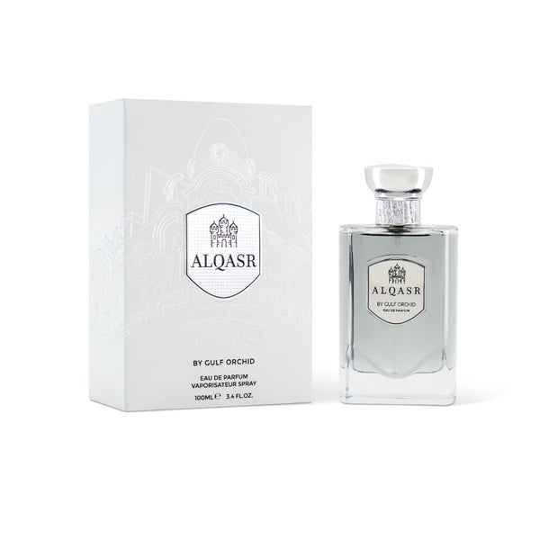 Alqasr perfume bottle and packaging on a white background