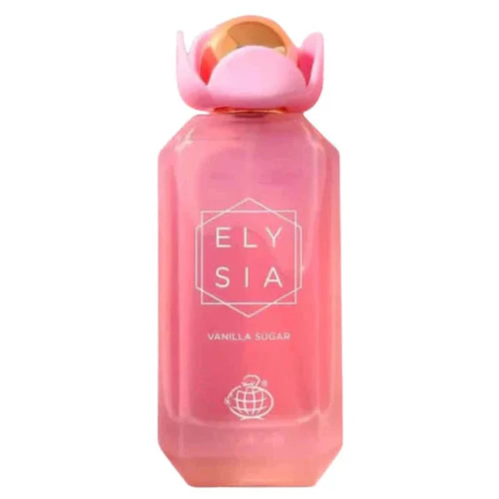 Pink bottle with 'Elysia Vanilla Sugar' label on a white background
