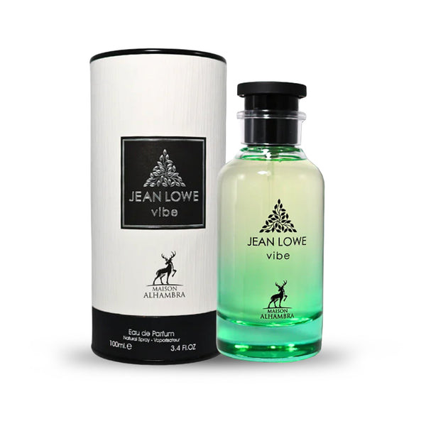 Jean Lowe Vibe perfume bottle and packaging on a white background