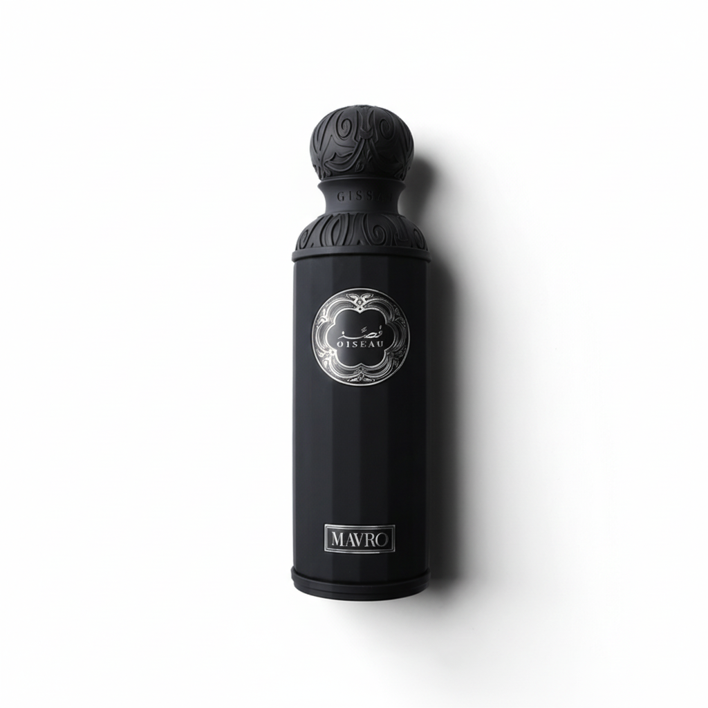 Black water bottle with a logo on a white background
