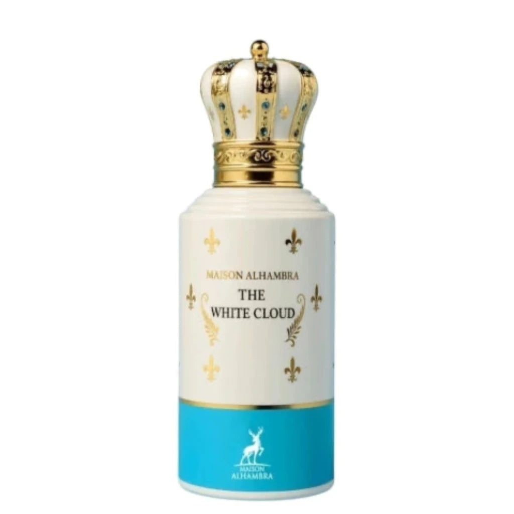 Perfume The White Cloud 'Maison Alhambra' branding on a white background